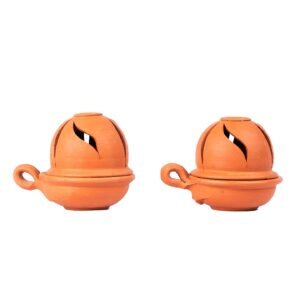 Terracotta Diya with Terracotta  lid (Brown (Pack of1))