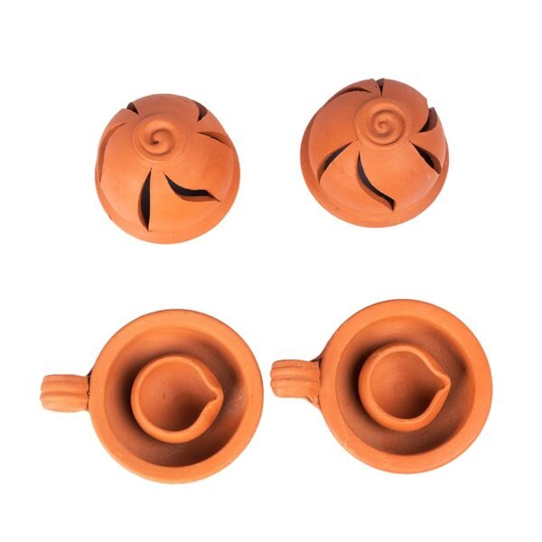 Terracotta Diya with Terracotta  lid (Brown (Pack of1)) - Image 2